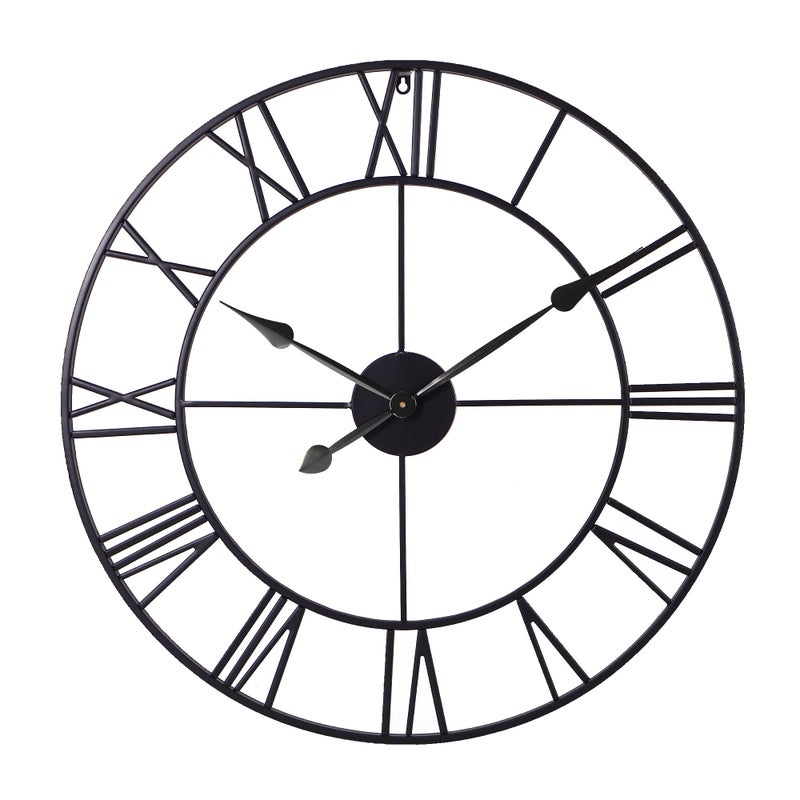 INFINITY TIME Large 30 Inch Wall Clocks for Modern Living Room Decor,Black Metal Roman Numeral Wall Clock Decorative for Dinning Room,Home Office - Image 1